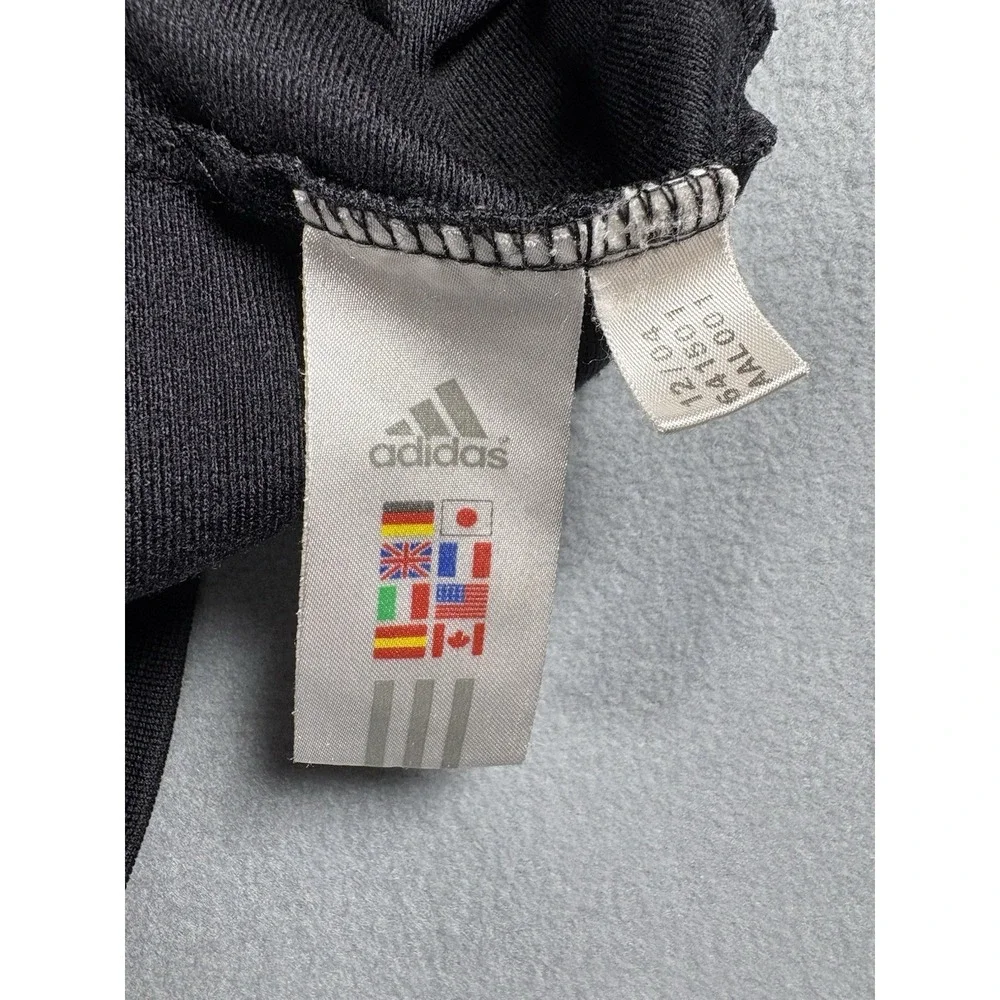 Adidas Track Jacket Mens Large Black White Full Zip Athletic Soccer Windbreaker